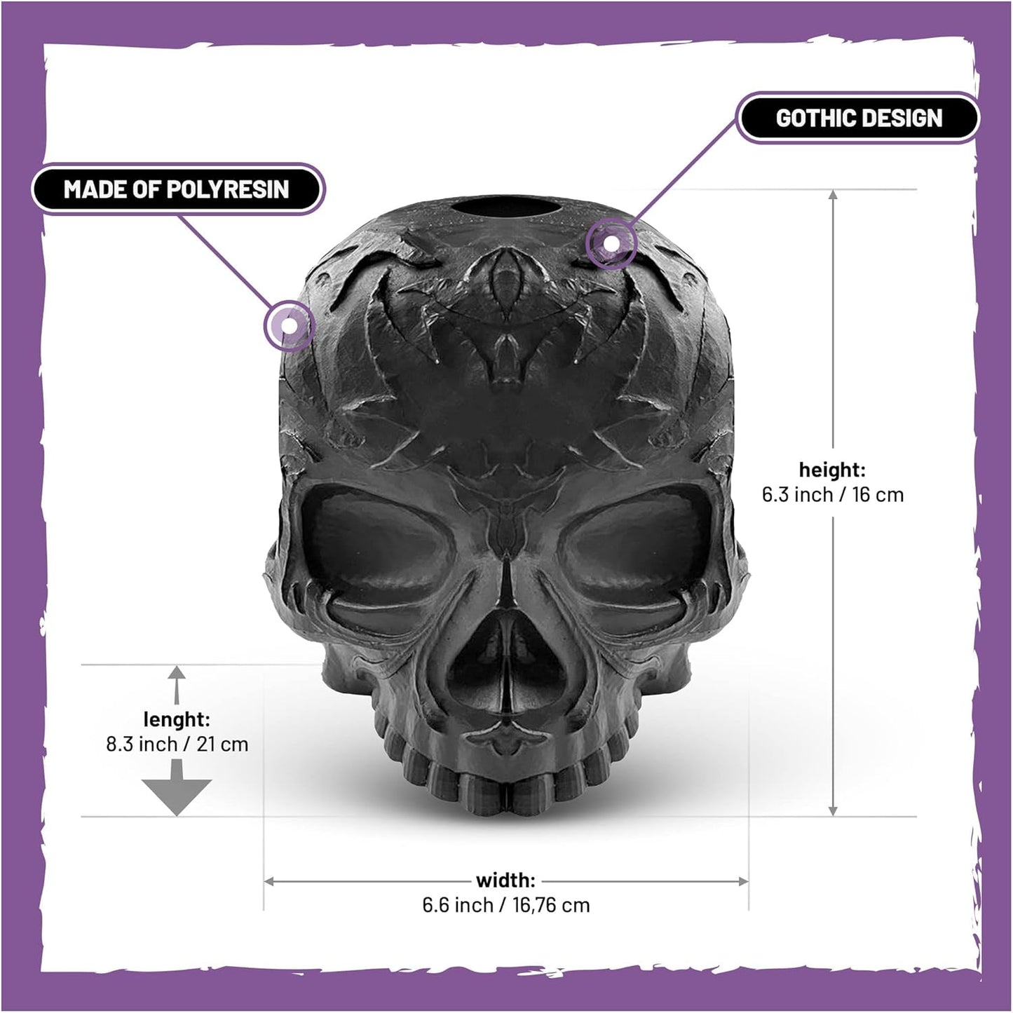 Skull Tissue Box Cover Square Black, Gothic Home Decor, Fits Most Square Tissue Boxes, Office Desk Organizer