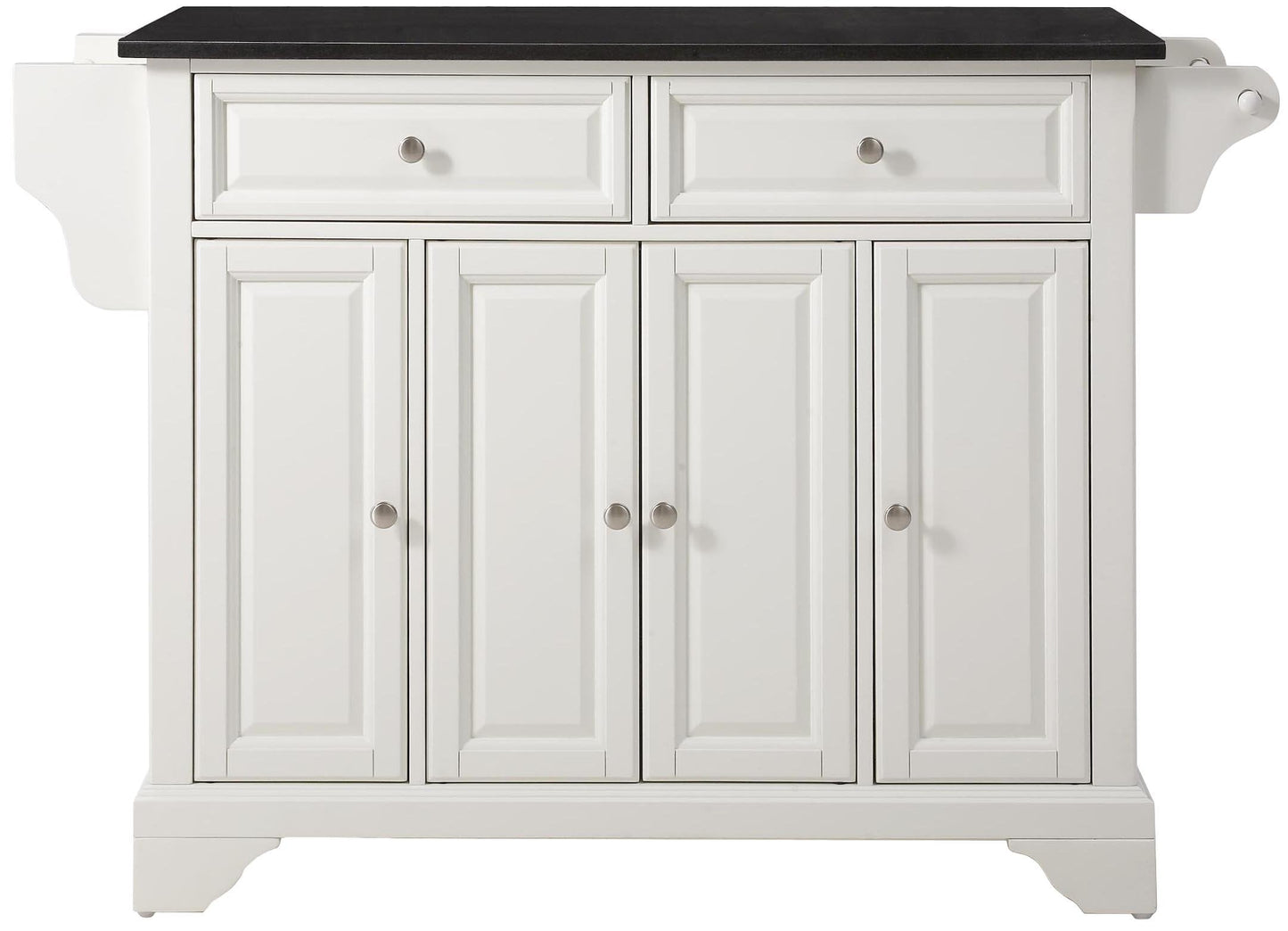 Crosley Furniture LaFayette Granite Top Rolling Kitchen Island Storage Cart, Microwave Stand, Spice Rack, White