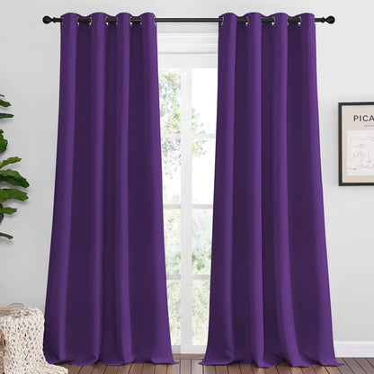 NICETOWN Royal Purple Blackout Curtains - Thermal Insulated Long Drapes, 120" Length, 2 Panels, 55" Wide