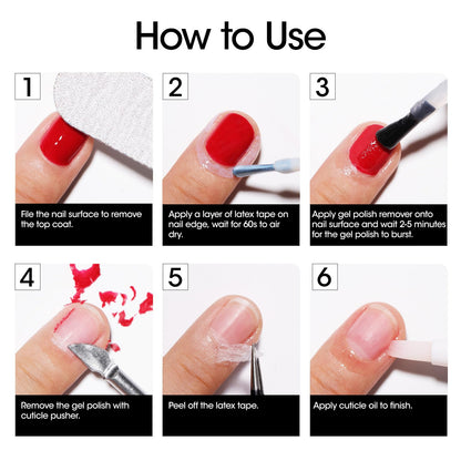 Gellen Gel Nail Polish Remover Kit, Gel Polish Remover for Nails with Liquid Latex Tape Cuticle Oil and Manicure Tools, Quick & Easy Gel Remover in 3-5 Minutes, No Soaking Or Wrapping