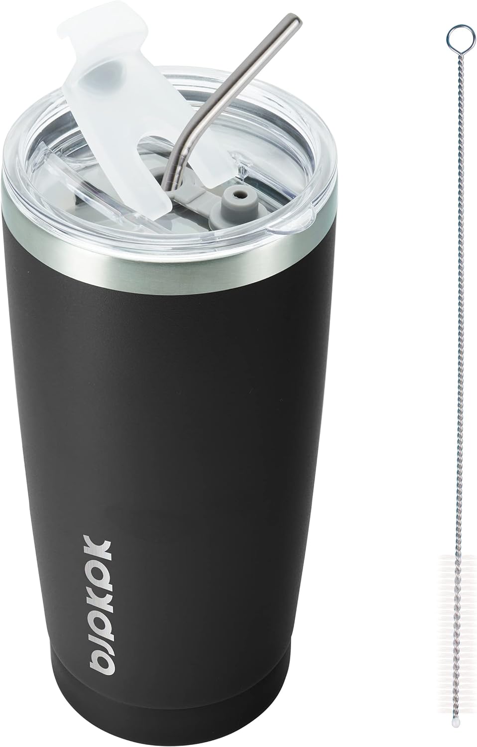 20 oz BJPKPK Tumbler with Lid and Straw Insulated Travel Coffee Mug Reusable Stainless Steel Thermal Cups,Black