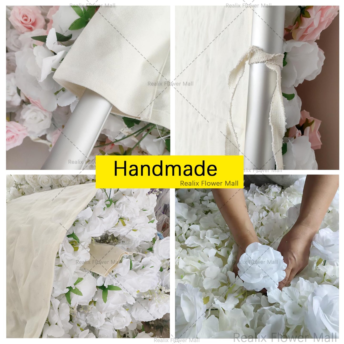 Artificial Flower Wall Panels 8ftx8ft, 5D Silk Wedding Flower Wall, Quick Assembly and Storage, Photo Booth Flower Backdrop for Wedding, Birthday Events Bridal Shower Decor (2#,8x8ft)