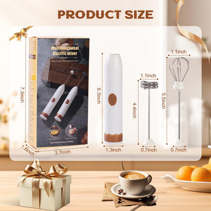 Milk Frother Handheld Rechargeable,Hand Mixer Electric Whisk with 2 Speeds,Drink Mixer Coffee Frother With 2 Stainless Steel Whisks for Coffee, Matcha, Lattes, Cappuccino,Egg,No Stand