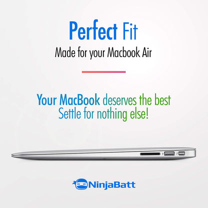 NinjaBatt A1466 Battery for Apple MacBook Air 13″ (Mid 2012, Mid 2013, Early 2014, Early 2015,2017) A1369(Late 2010, Mid 2011 Version) A1405 A1377 [7160mAh/54.5Wh/7.6V]