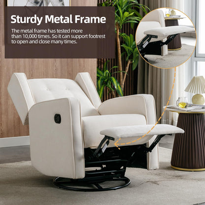 CANMOV Swivel Rocker Recliner Chair Set of 2, Nursery Glider Chair, Nursery Rocking Chairs, Manual Reclining Chair, White