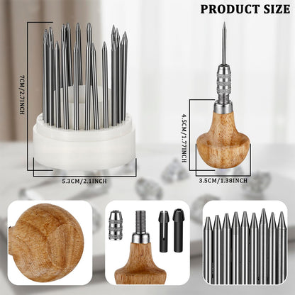 Setting Tools, 24pcs Beading Tools Beader Set for Stone Setting Graver Jewelry Equipments Tool Stone Bead Grain Tool Bead Grain Graver Jewelry Equipments