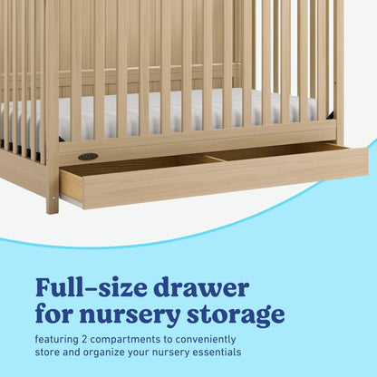 Graco Hadley 5-in-1 Convertible Crib with Drawer – GREENGUARD Gold Certified, Fits Standard Crib Mattress, Converts to Toddler Bed, Daybed and Full Bed, 4 Adjustable Mattress Heights (Driftwood)