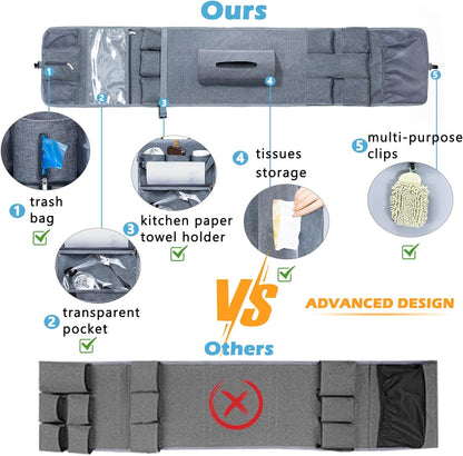 Mini Fridge Organizer 54" x 11.8" - Over The Fridge Storage with 16 Pockets for Pantry Goods, Utensils & More