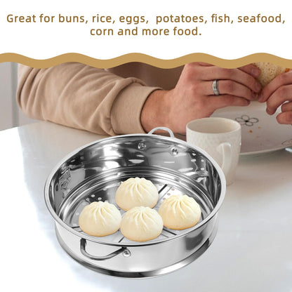 Hemoton 12 Inch Stainless Steel Steamer Basket Multi-Functional Kitchen Steamer Insert for Vegetables Seafood Eggs with Even Heat Distribution and Dishwasher Safe