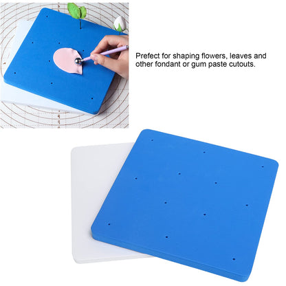 OUKENS Fondant Foam Pad, 2 Pcs 12 Holes Silicone Sponge Mat, Paste/Sugar Flower/Gum/Chocolate/Clay Modelling Tools, Drying Tray for Sugarcraft, Cake Decoration, Handmade, DIY