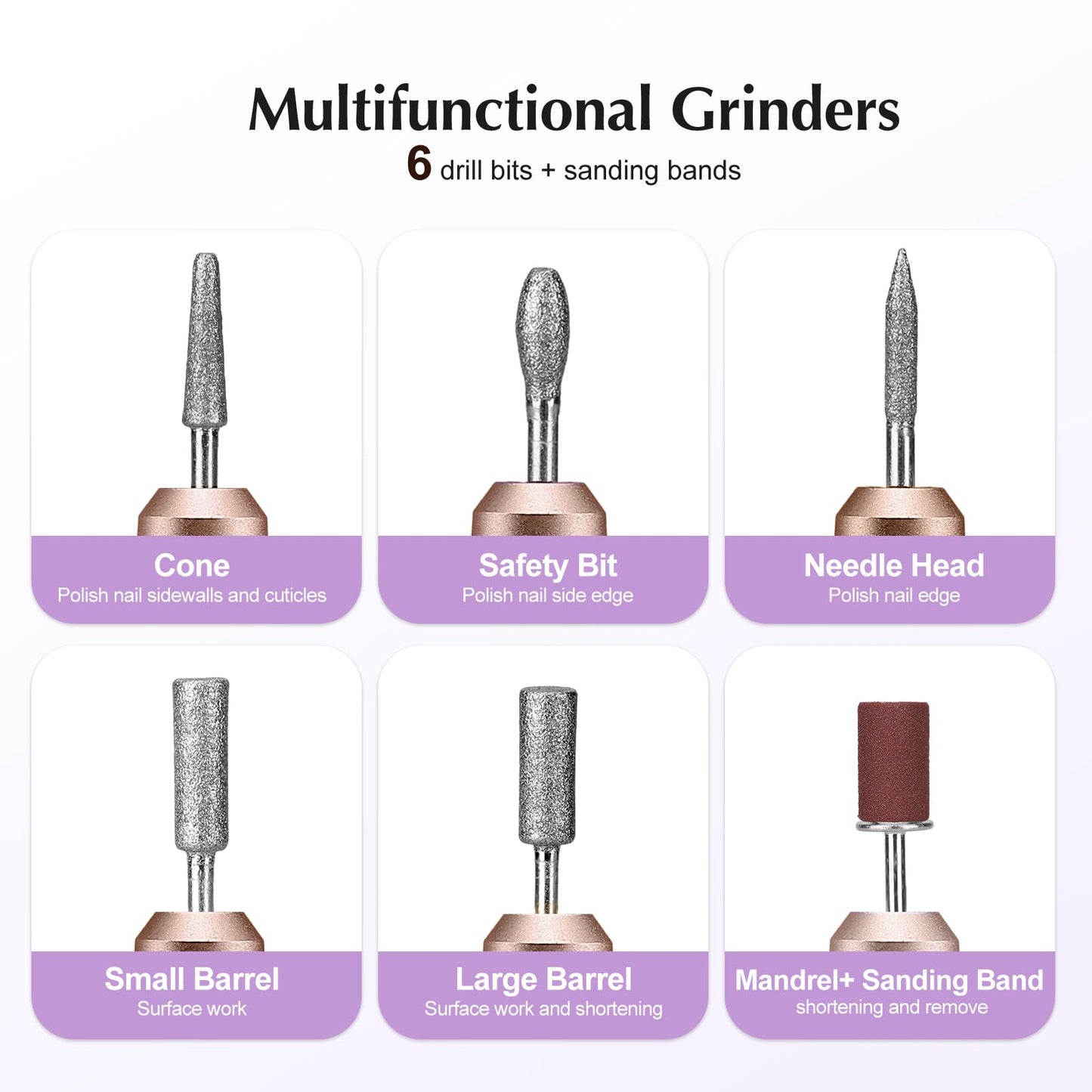 COSLUS Electric Nail Drill File Professional: for Acrylic Gel Dip Powder Nails Portable Nail Machine Kit Manicure Pedicure Tools Polishing Set with Nail Drill Bits Sanding Bands
