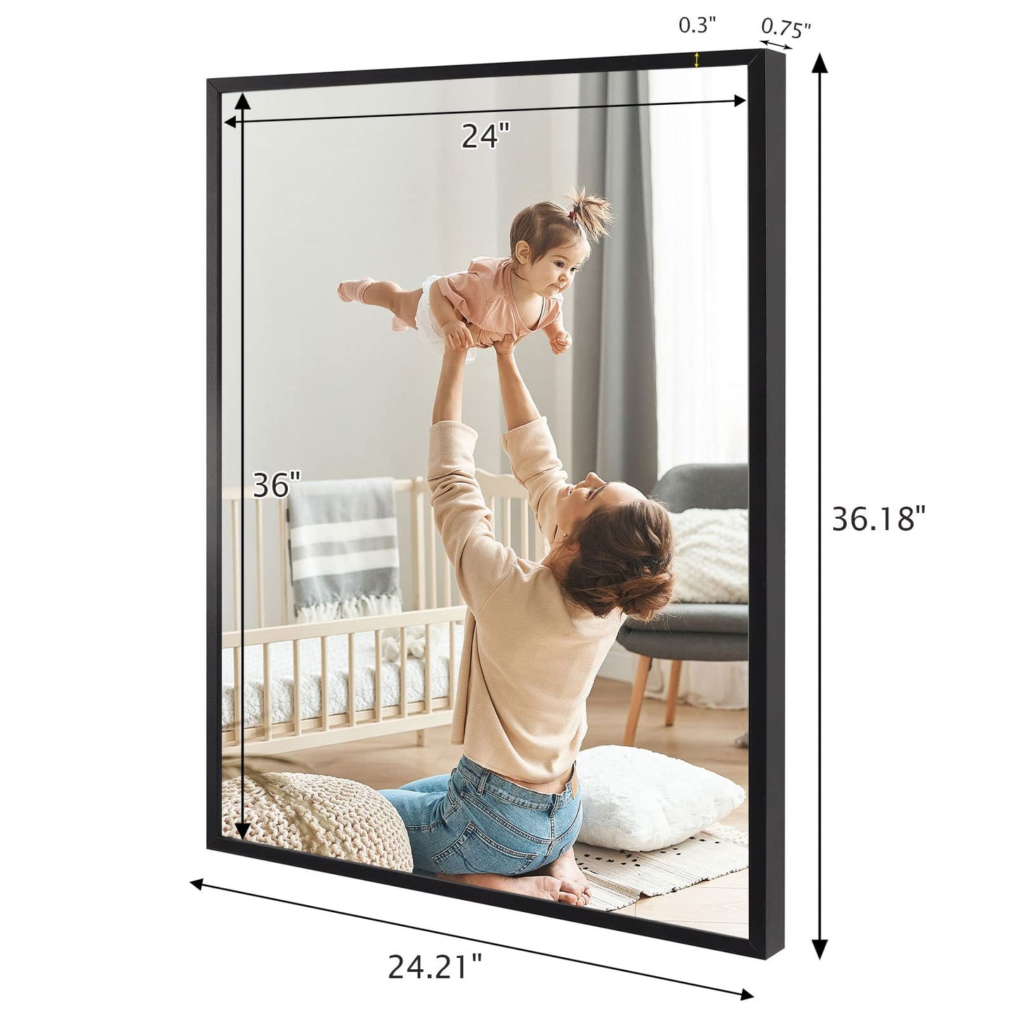 Podronale 24x36 Snap Frame Black Poster Frames Set of 2 Front-loading Frame Metal Click Frame,Coating Aluminum Profile with High Definition Plexiglass