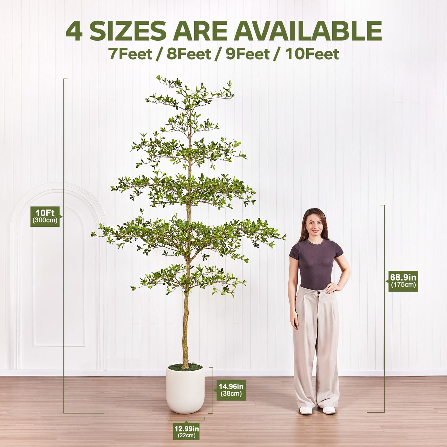 VeriNatural 10FT Artificial Black Olive Tree Indoor with White Planter – Tall Luxury Faux Olive Tree, Mediterranean Architectural Statement Decor for Living Room & Office,VN232