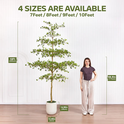 VeriNatural 10FT Artificial Black Olive Tree Indoor with White Planter – Tall Luxury Faux Olive Tree, Mediterranean Architectural Statement Decor for Living Room & Office,VN232