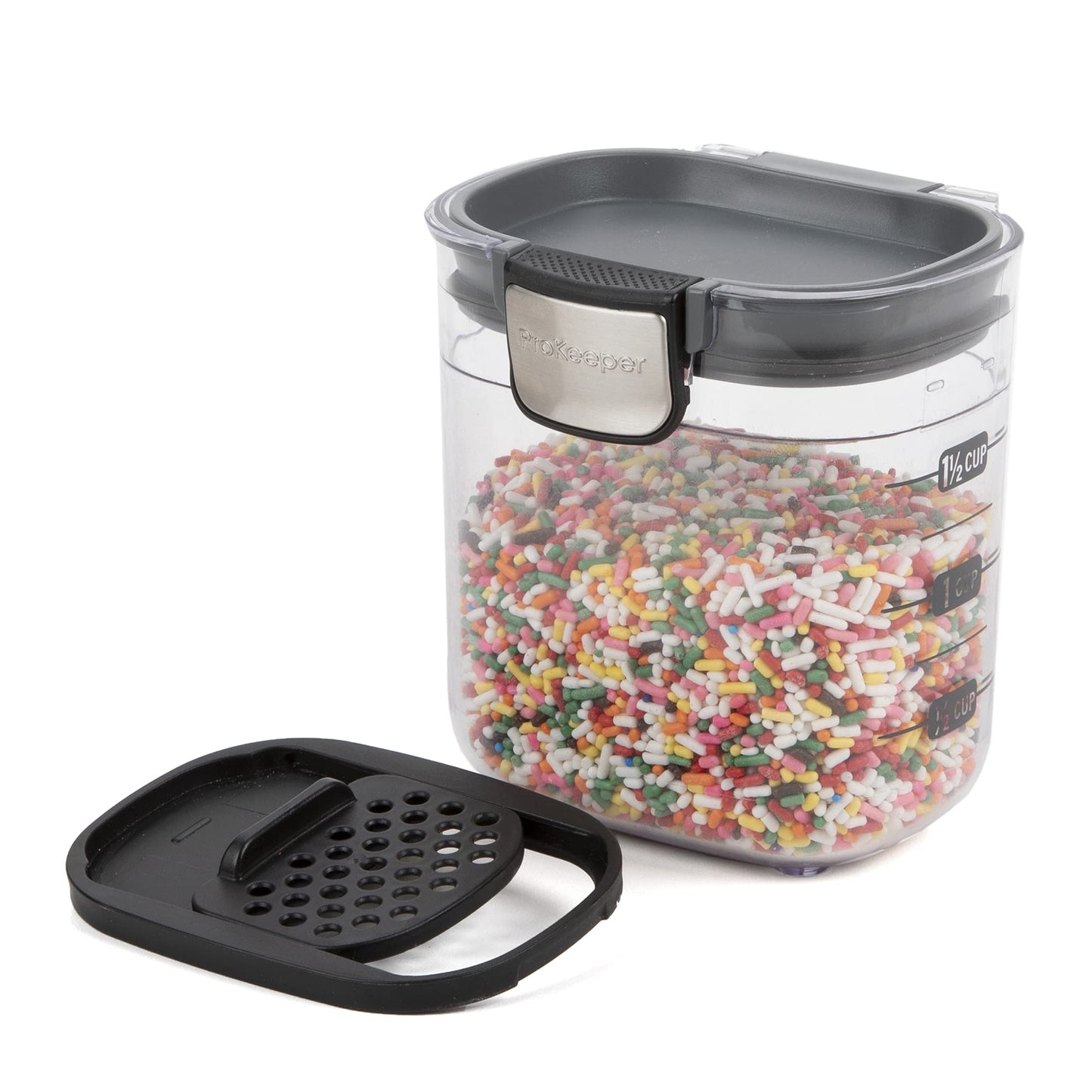 ProKeeper+ by Progressive International Clear Plastic Airtight Food Baker's Kitchen Storage Organization Container Canister Set with Magnetic Accessories (Mini 1.5-Cup)