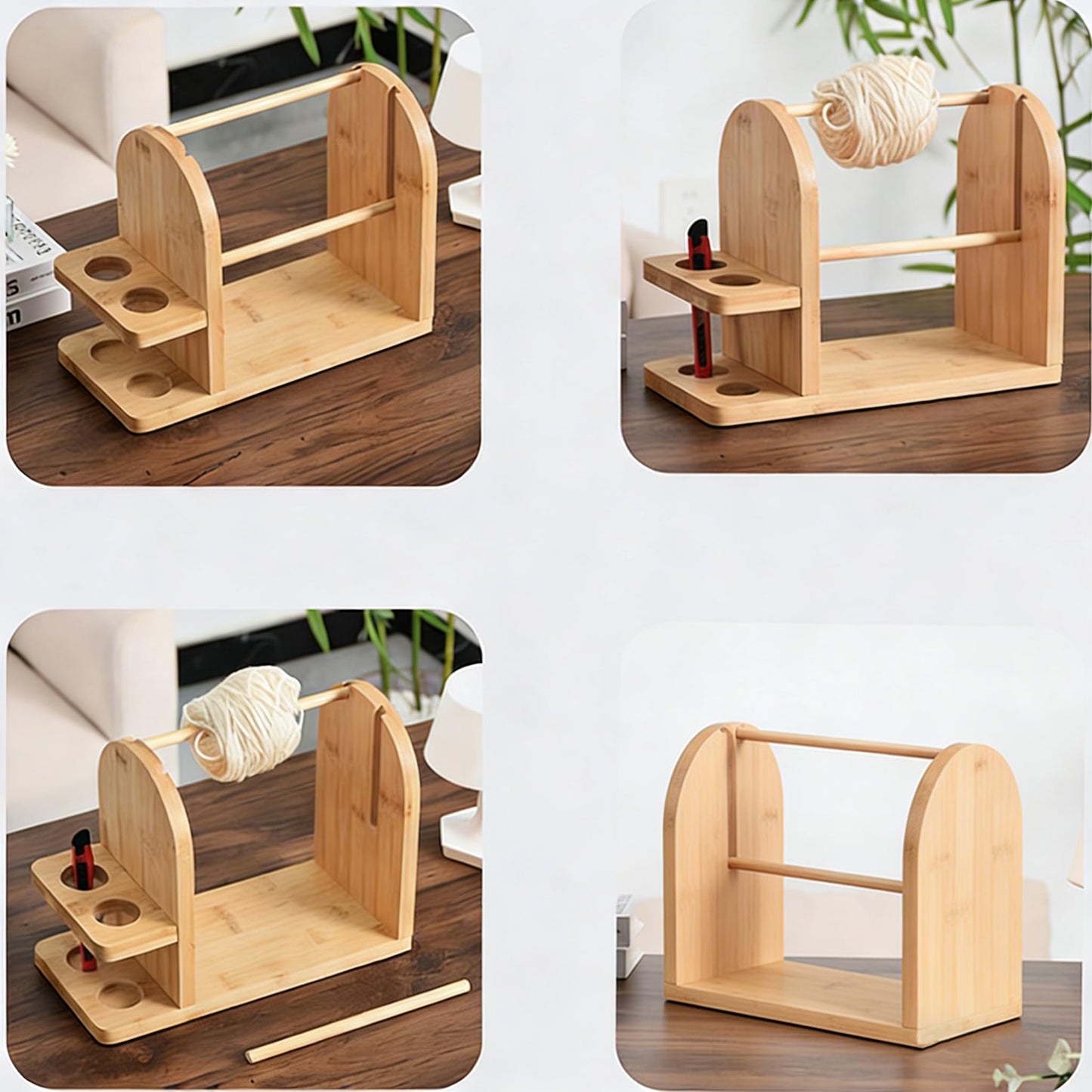 Crochet Yarn Holder, Double Rotating Portable Wooden Yarn Ball Dispenser With Non-Slip Base For Knitting Crocheting, For Mothers, Elders, Women, And Knitting Enthusiasts (1 Pcs)