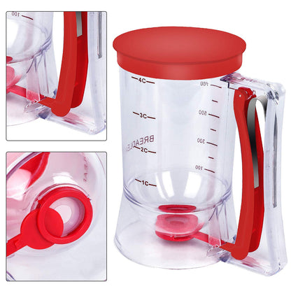 BBSTARZ Pancake Batter Dispenser – 4-Cup Batter Dispenser with Squeeze Handle & Measuring Marks for Pancakes, Waffles, Muffins, Crepes & Cupcakes – Baking Tool(Red)