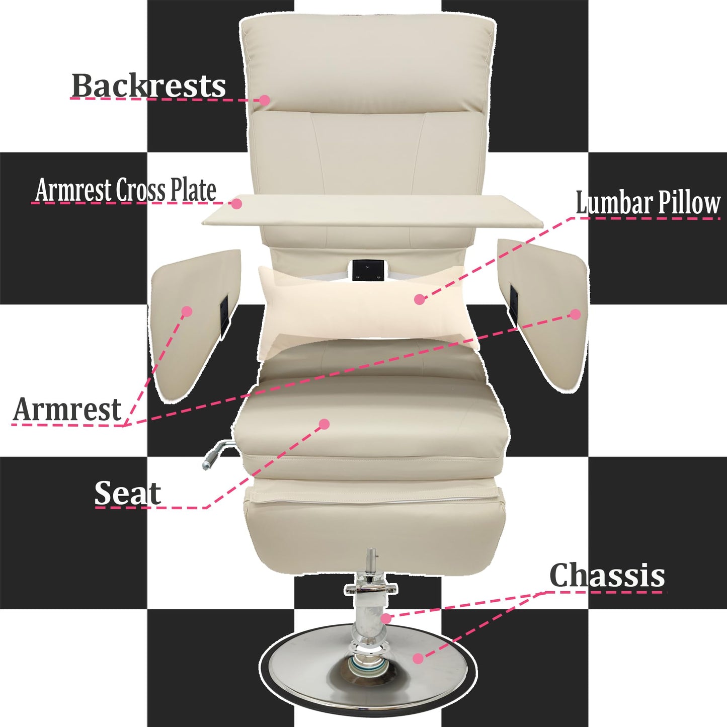 INTSUPERMAI Facial Beauty Salon Chair, 360° Rotation Angle, Max Load 440lbs, Hydraulics Tattoo Chair, Sitting and Reclining, White