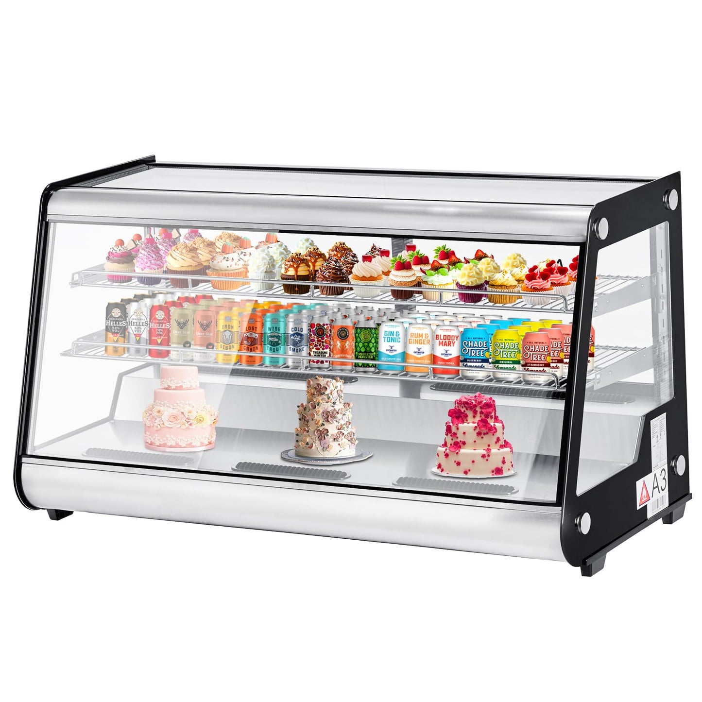 Garvee 8.1 Cu.Ft Commercial Countertop Refrigerator Display Case, Anti-Fog Pastry Dessert Fridge with Double-Layer Tempered Glass, 2 Adjustable Shelves & Digital Temp Control for Bakery, Cafe