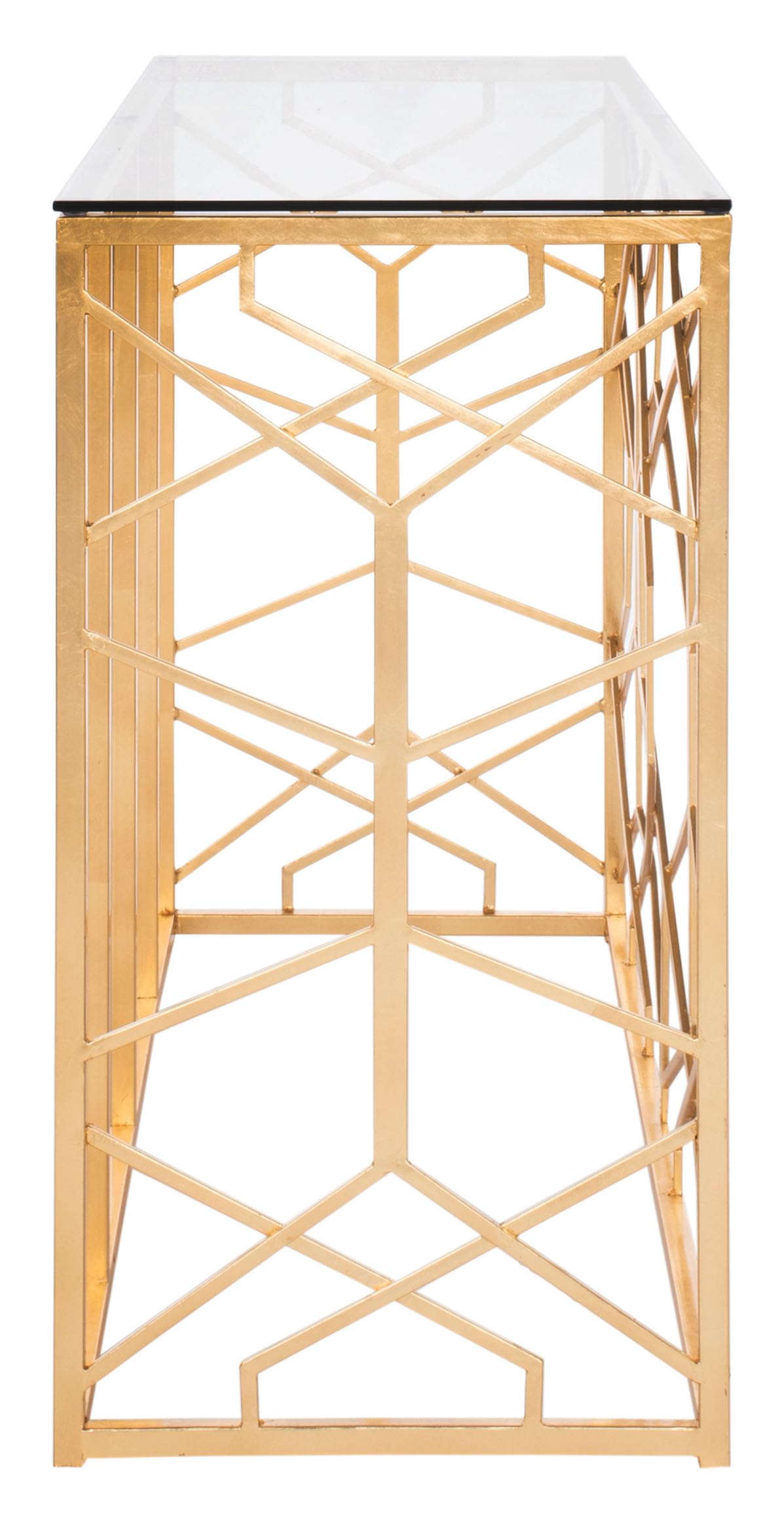 SAFAVIEH Couture Collection Sean Art Deco Geometric Gold Leaf Console Table (Fully Assembled)