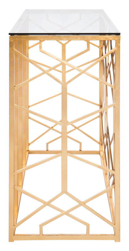 SAFAVIEH Couture Collection Sean Art Deco Geometric Gold Leaf Console Table (Fully Assembled)