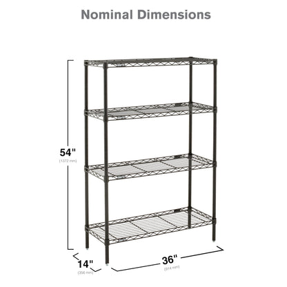Metro Professional's Choice Commercial-Grade NSF Shelving Unit - Multipurpose Adjustable Wire Shelf for Home, Garage, Kitchen and More - 4 Shelves, 14" W x 36" L x 54" H - Black