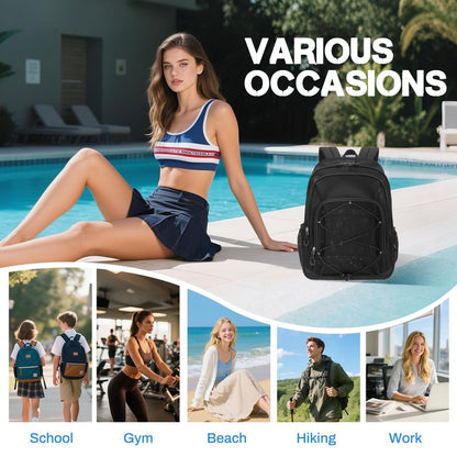 Sisipoet Mesh Backpack, Heavy Duty Mesh Bookbag for Girls Boys Kids, See Through Clear Backpacks, Net Backpack Transparent Breathable for School Beach Swim Travel Outdoor, Black