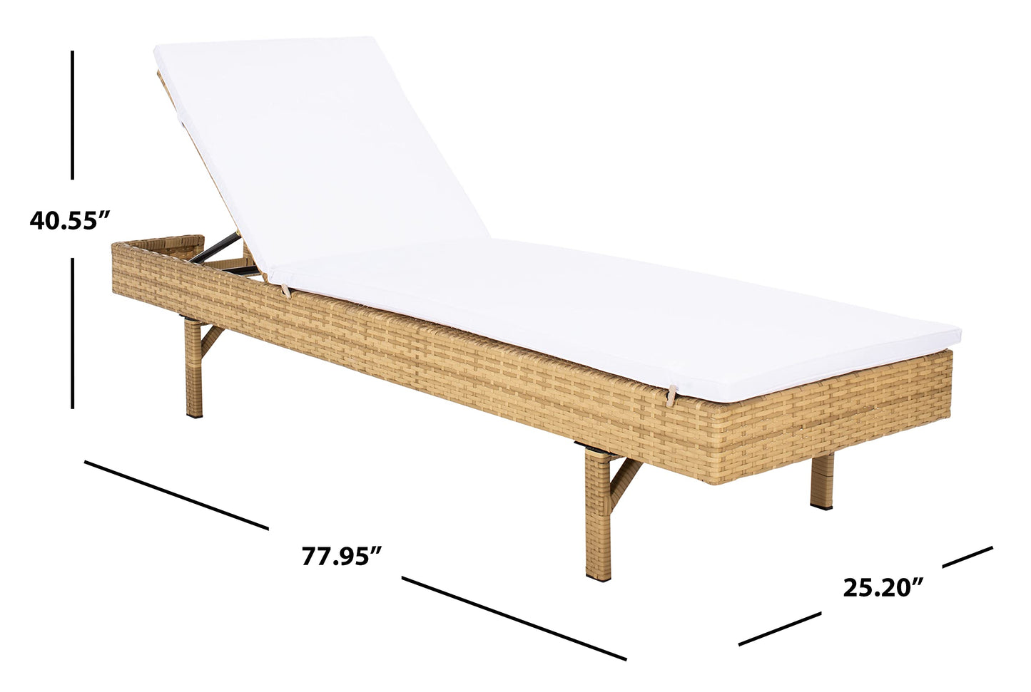 SAFAVIEH Outdoor - Cam Chaise Lounge Chair - Brown & White - Faux Wicker Rattan & Steel Frame with Cushion - Modern Adjustable Design - Ideal for Patio, Deck, Poolside, Backyard (PAT7501D)
