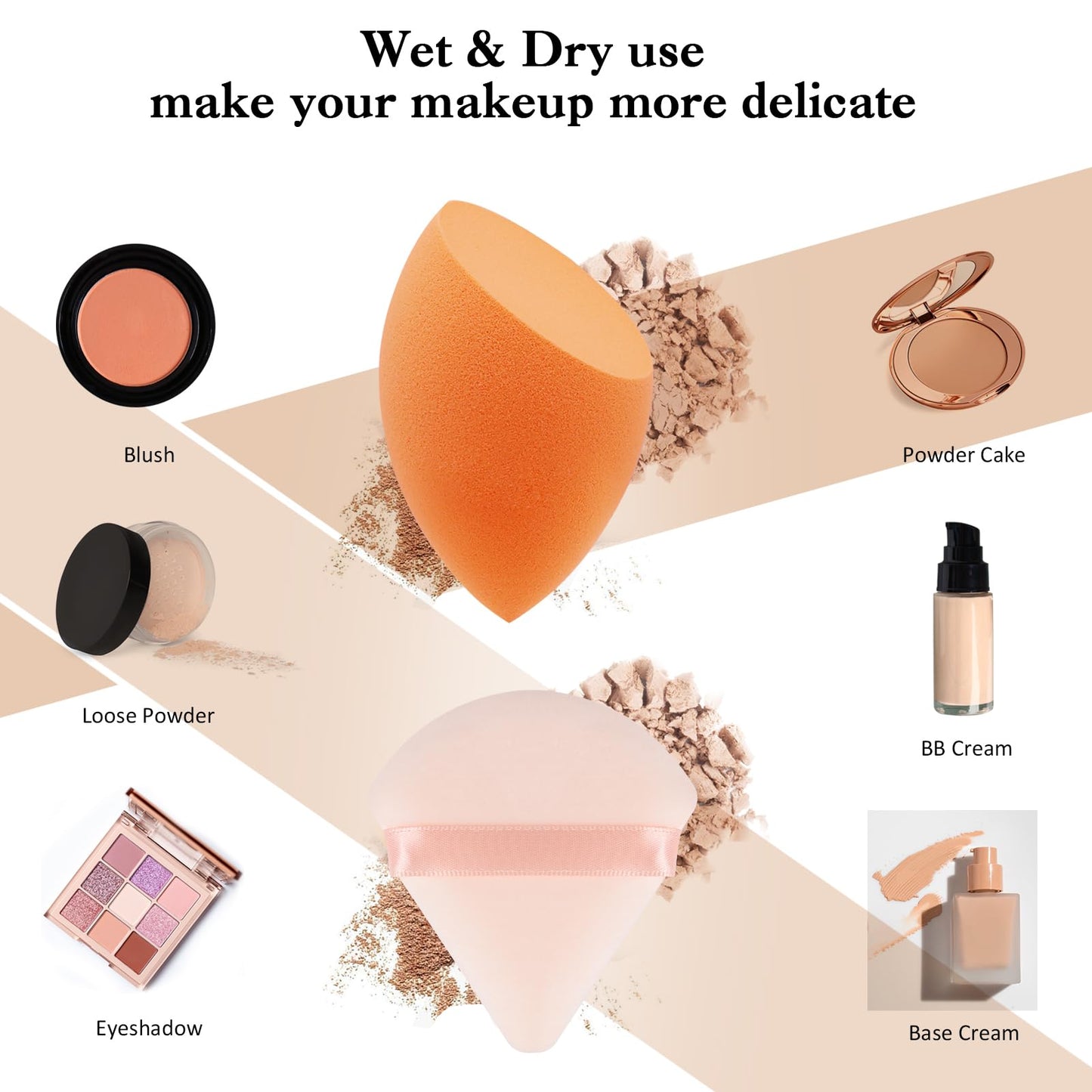 Professional Toiletry Sponges Set,Latex Free Flawless Soft Face Sponge with Holder,Beauty Blender Cosmetic Applicator for Powder,Liquid,Facial Makeup Tools