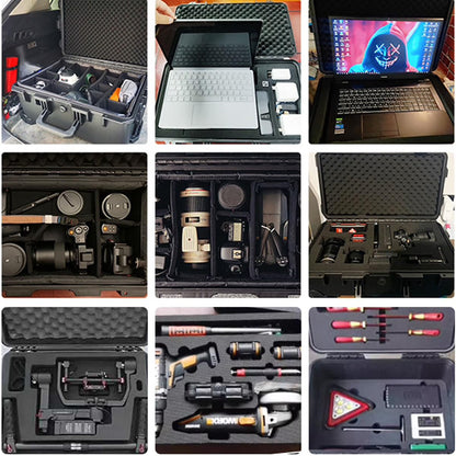 PISKGODSF 44"L x 16"W x 14"H Large Hard Case with Foam, Portable Rolling Hard Case with Wheels, Waterproof Shockproof Dustproof, Suitable for Cameras, Lenses, Camcorder, Instrument, Telescopes (Black)