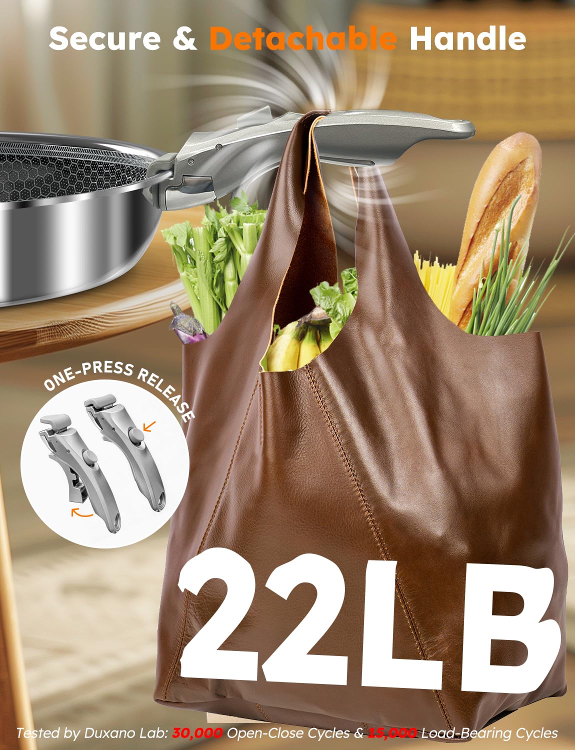 Pro DUXANO Ceramic Pots and Pans Set & 2026 Upgraded Hybrid 3-Ply Stainless Steel Frypan, 2X Non Stick, High Heat Sear, PFAS PTFE PFOA Free Non Toxic Induction Cookware,Removable Handle,Oven Safe,12PC