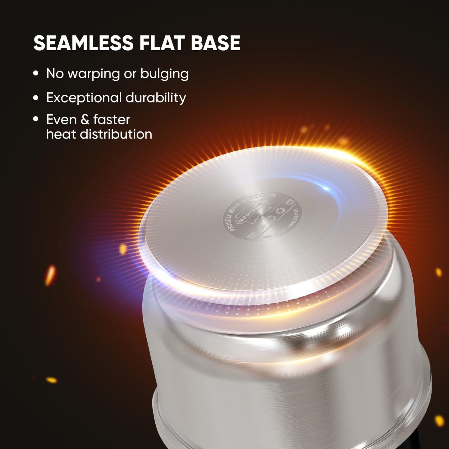 SUNHOUSE – 1.5 Quart Stainless Steel Sauce Pan with Lid - PFOA-FREE, Stainless Steel Sauce Pan, Induction base, Stay-Cool Handle, Compatible with All Cooktops Gas, Geramic, Electric etc.