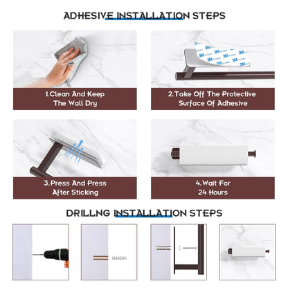 ASTOFLI Paper Towel Holder Under Cabinet No Drilling, Self Adhesive Paper Towel Holder Wall Mount for Kitchen Rack, Under Counter Napin Holder No Drill, RV, 304 Stainless Steel, Oil Rubbed Bronze