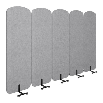 Natwind 5-Panel Office Room Divider, 122.8 x 71 inches Portable Office Partition, Freestanding Folding Privacy Wall for Cubicle & Temporary Indoor Space Separation (Grey)