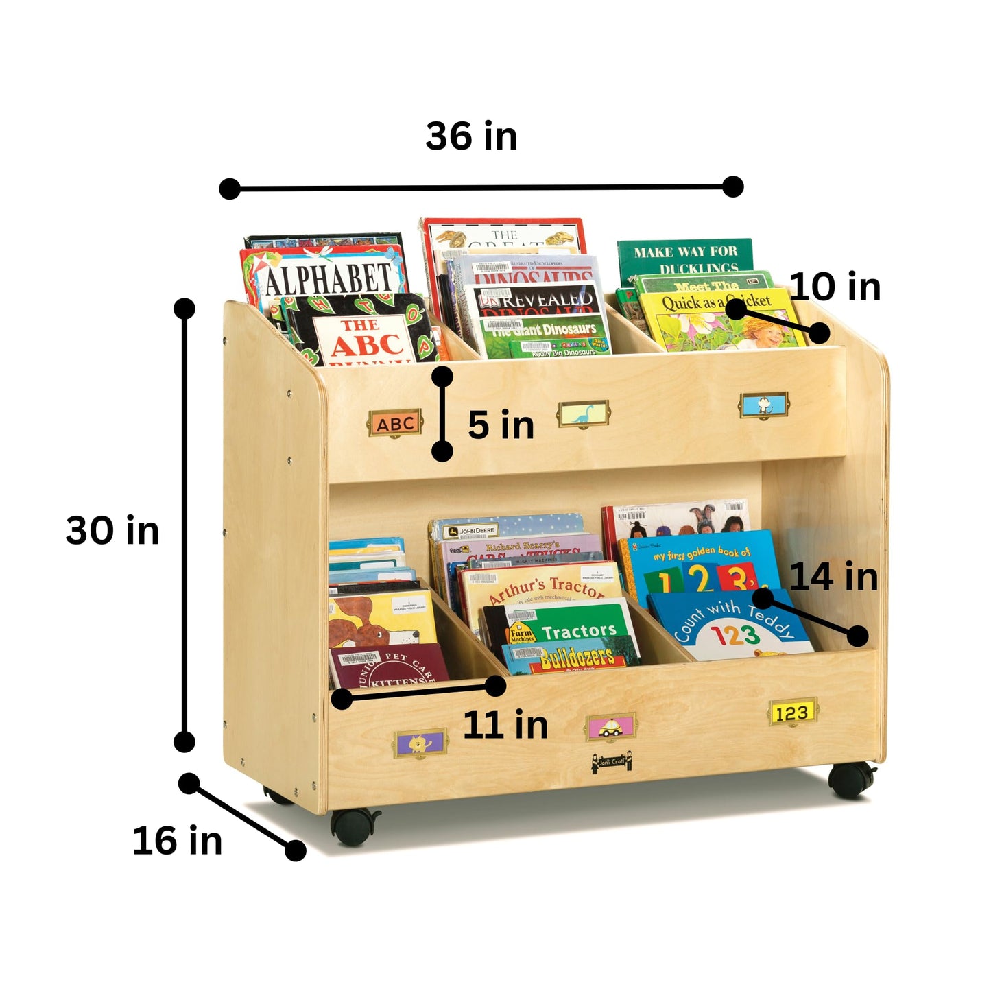 Jonti-Craft 5368JC Mobile 6-Section Book Organizer - Kids Bookshelf & Storage