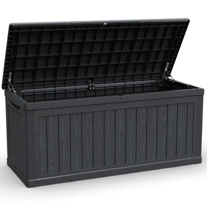 BLUECC Outdoor Deck Box Waterproof, Extra Large Plastic Patio Storage Cabinet with Lockable Black 68"*32"*34"