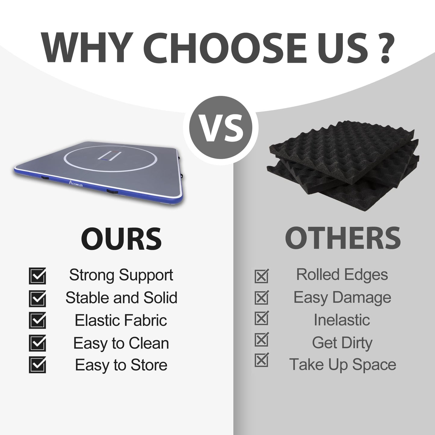 ACOMUZI Inflatable Wrestling Mat 13FT/10FT/5FT, Portable Jiu Jitsu Mats Wrestling Mat for Home, Outdoor or Indoor Training Mat for Water Yoga, Gymnastics, BJJ, MMA (Gray+Blue, 13FTx13FT×4inch)