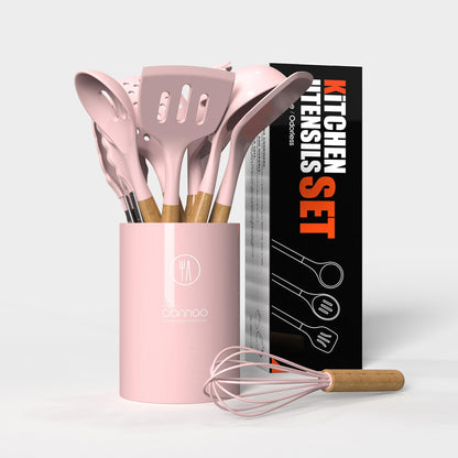 Silicone Cooking Utensils Kitchen Utensil Set - 446°F Heat Resistant Silicone Kitchen Utensils Set, Spatula,Turner Tongs, Spoon, Brush, Whisk,Kitchen Gadgets for Nonstick Cookware, BPA Free (Gray)