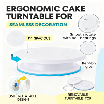 82 Pcs Cake Decorating Kit with Non-Slip Turntable, Stand,Leveler, 12 Piping Nozzles, Spatulas,Cupcake, 2 Reusable & 50 Disposable Bags,Complete Starter Set for Beginners & Home Bakers