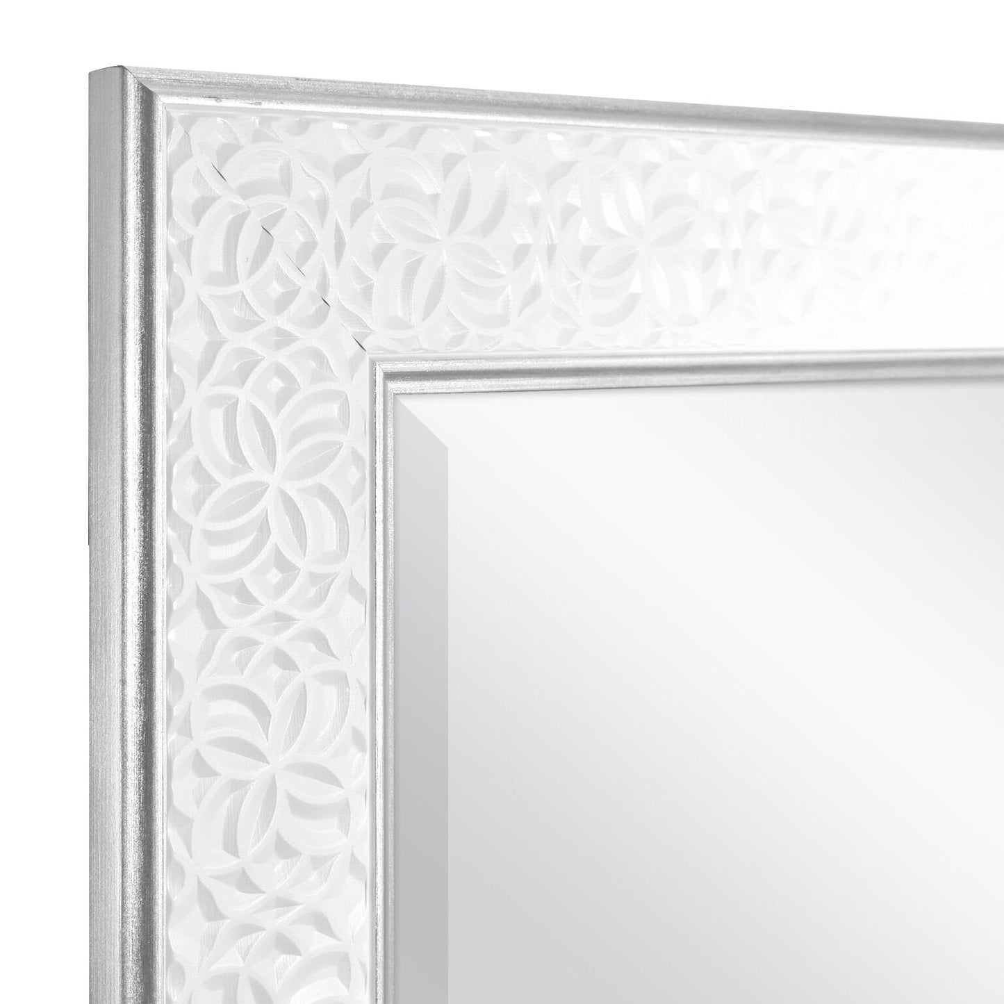 MCS Nordic Blossom Large Wall Mirror, Modern Rectangle Mirror Home Decor for Living Room, Bedroom, or Bathroom, 21 by 25 Inch, White