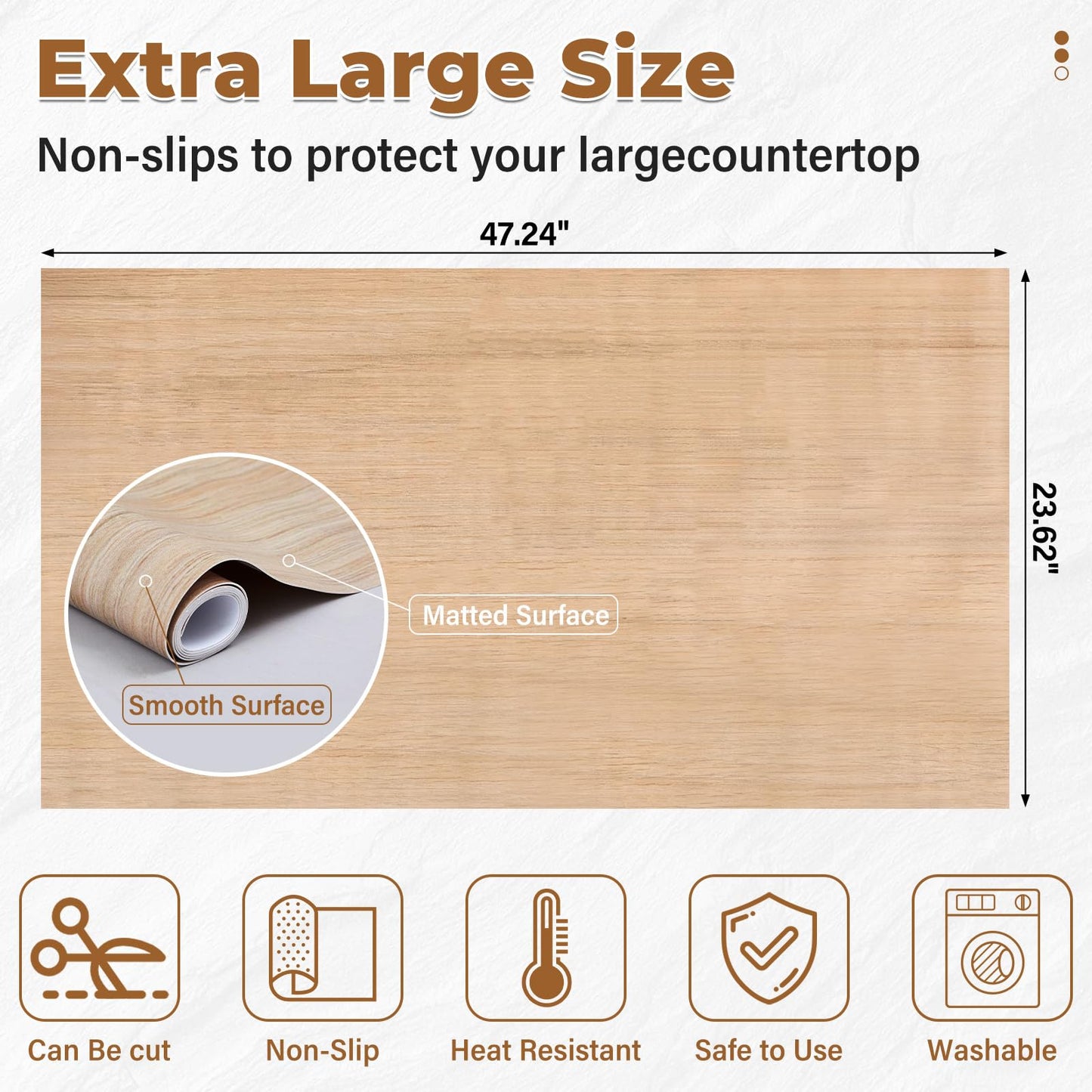Zhehao Silicone Mats for Countertop Protector 47.2"x23.6" Extra Large Paint&Craft Mat Floor Mat Waterproof Heat Resistant Thick Table Cover Pad for Craft Quartz Granite Surface