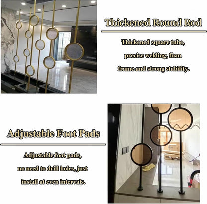 HCZKIUJ Metal Wall Partition Post Room Divider, Modern Partition Column Slats for Home Office Entryway, Portable Tile to Floor Privacy Screen Dividers (Style B Gold)