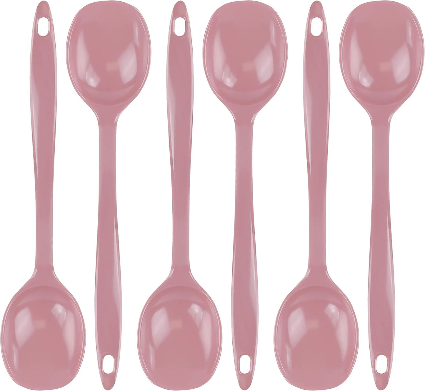 Reston Lloyd 11 inch Cooking Spoon, Heat Resistant BPA Free Melamine Utensil, Set of 6, Pink