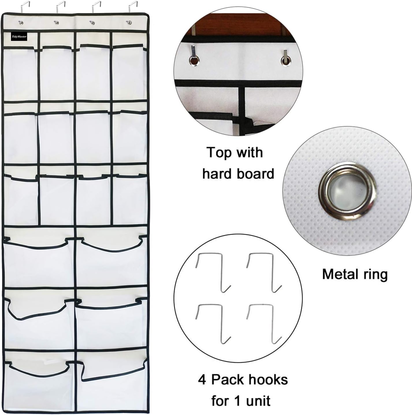 2 Pack Extra Large Hanging Over Door Shoe Organizers, 12 Mesh Pockets + 6 Large Compartments for Closet Bedroom
