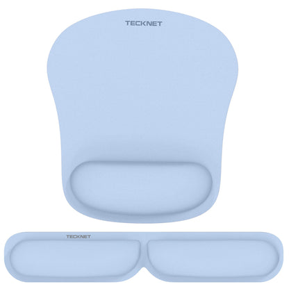 TECKNET Ergonomic Keyboard Wrist Rest and Mouse Pad, Foldable Memory Foam Wrist Rest for Computer Keyboard, Durable Mousepad for Computer Laptop Mac, Lightweight for Easy Typing and Pain Relief, Blue