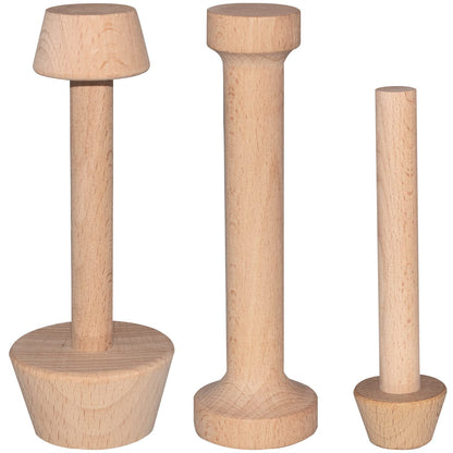 Dupiulk Wooden Tart Tamper Set, Double Side Pie Pastry Dough Tamper, Egg Tart Pan Mold DIY Cake Pastry Baking Tool for Mini Egg Tart, Cheesecakes, Pasta and Dessert Baking (3 Pieces)