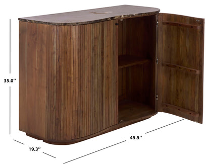 SAFAVIEH Couture Collection – Jamilah Brown 2-Door 2-Shelf Marble Top Chest, Fully Assembled (SFV5775A)
