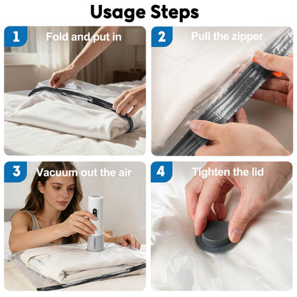 Mapambo Travel Vacuum Bags with -60000Pa LED Electric Pump, 15 Pack Vacuum Seal Bags for Clothing Travel in 3 Combo sizes, Space Saver Vacuum Storage Bags, Saving up to 80% of Space (15 Combo Size)
