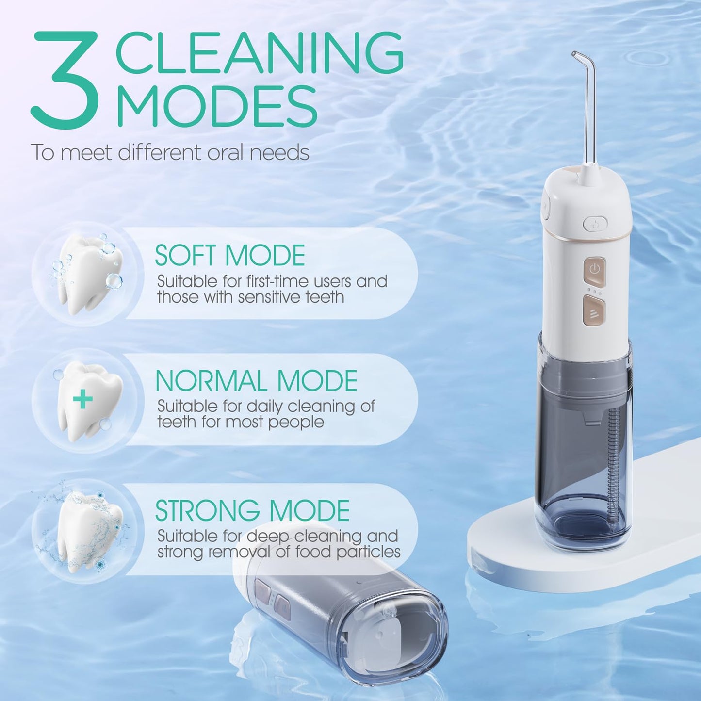 VOYOR-HEALTH Portable Water Flosser Cordless, Mini Travel Oral Irrigator with Telescopic Water Tank, IPX7 Waterproof Water Dental Flosser for Teeth Cleaning Braces & Dental Care WF510 (Light Green)