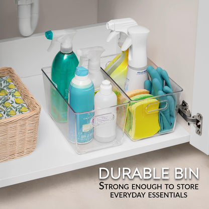 FairHome Set of 6 Clear Plastic Storage Bins With Handles, Containers To Organize Pantry, Fridge, Cabinet, Kitchen, Countertop, Closet, Cupboard, Home Organization and Storage